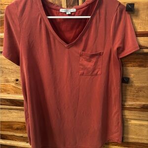 Green Envelope Red Short Sleeve V-Neck Tee